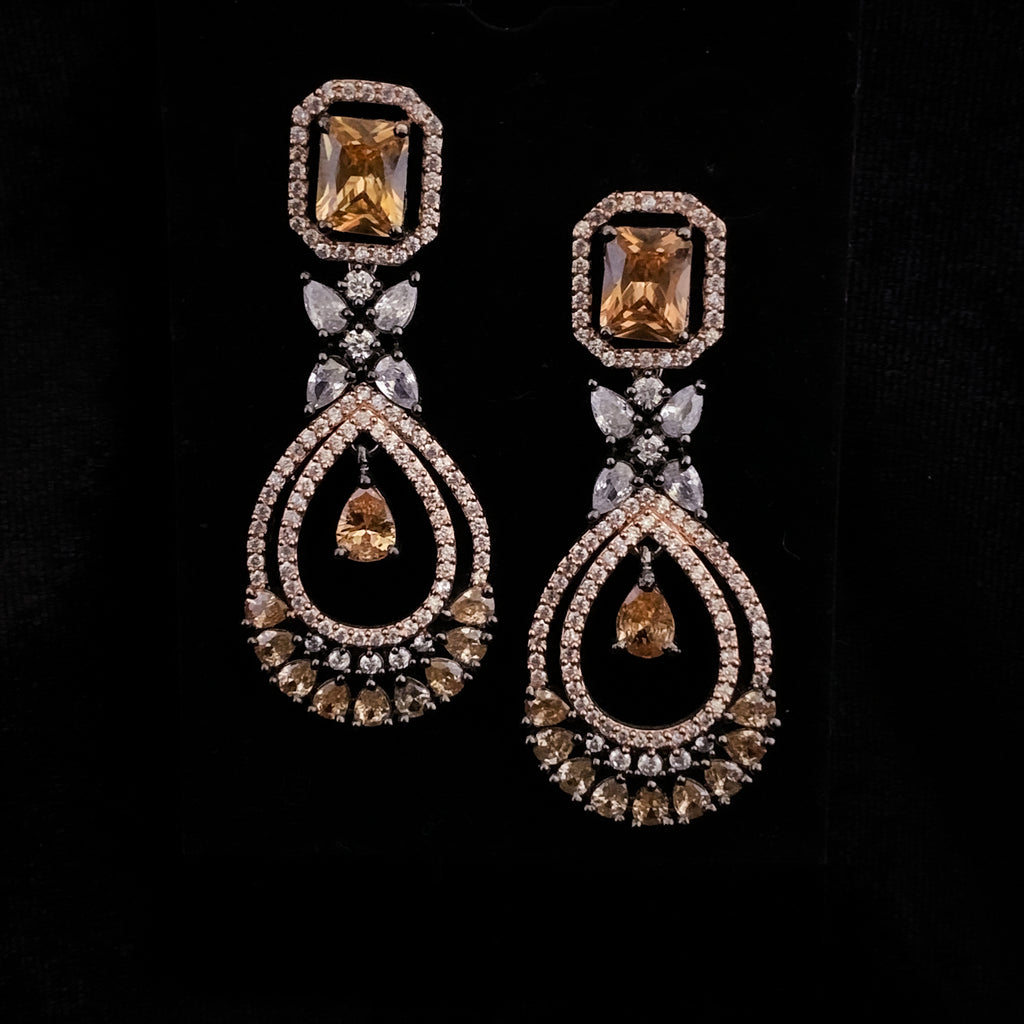 Exclusive Victorian Style Champagne Zircon (CZ) Earring
