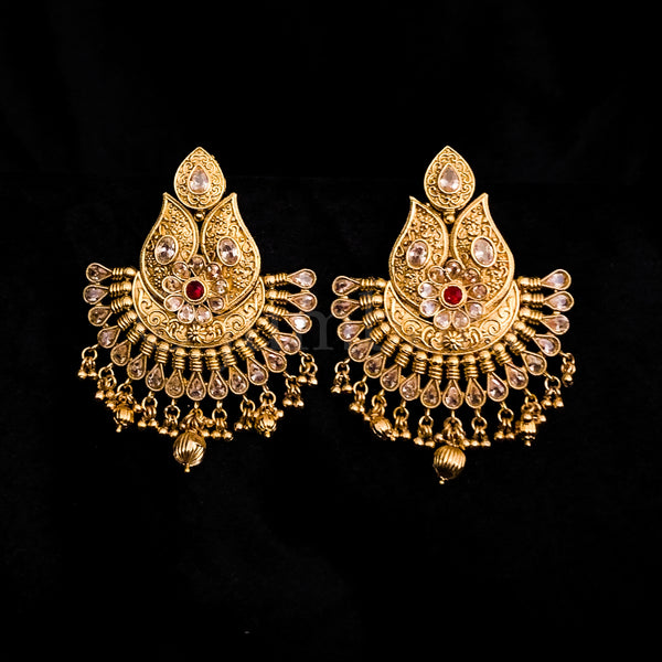 Royal Designer Antique Gold Finish Chandbali Style Earring
