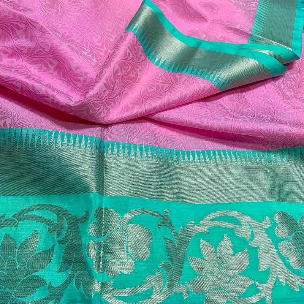 Trendy Traditional Light Pink Kora Muslin Silk Saree