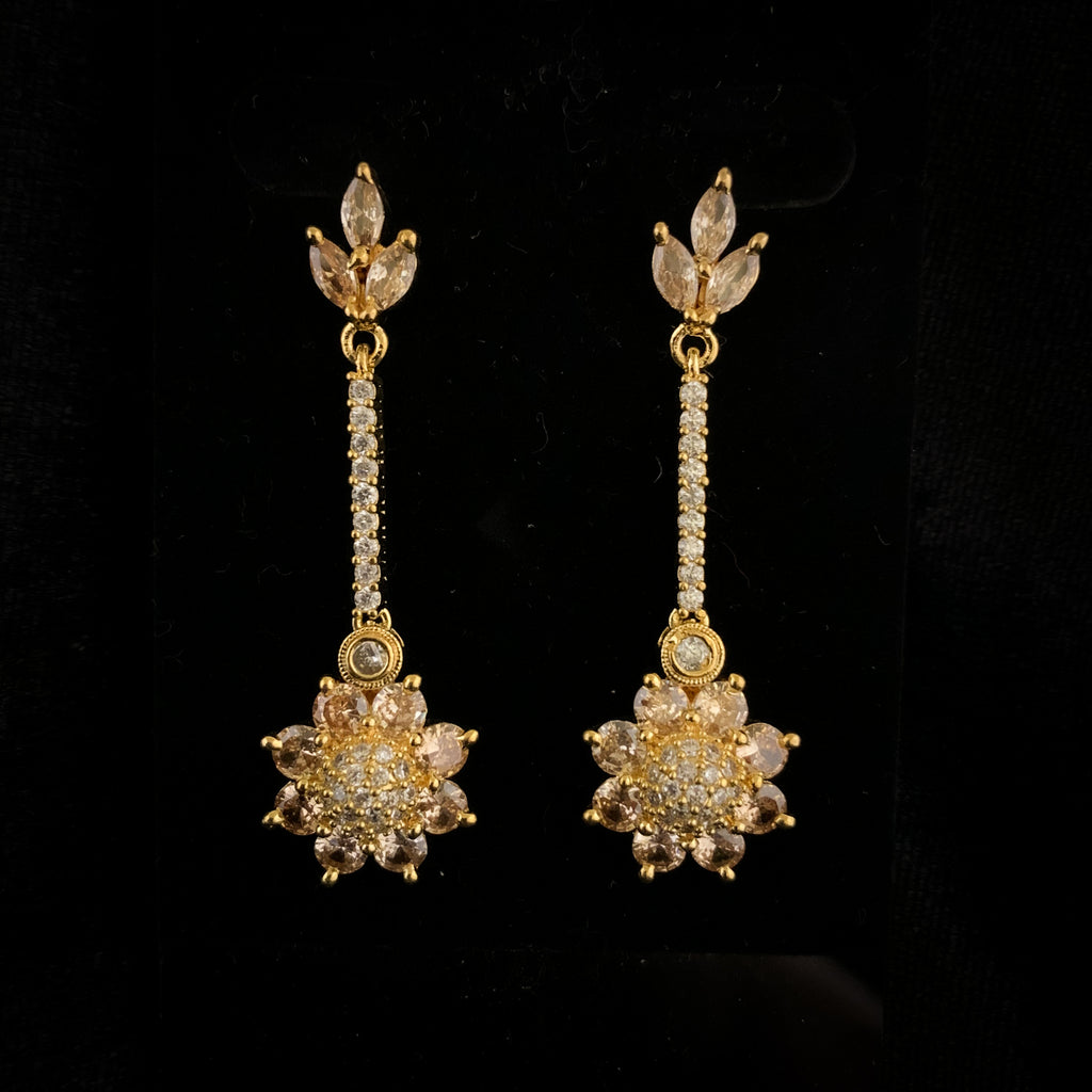 Modern lightweight Earring with Champagne color Zircon (CZ) stone