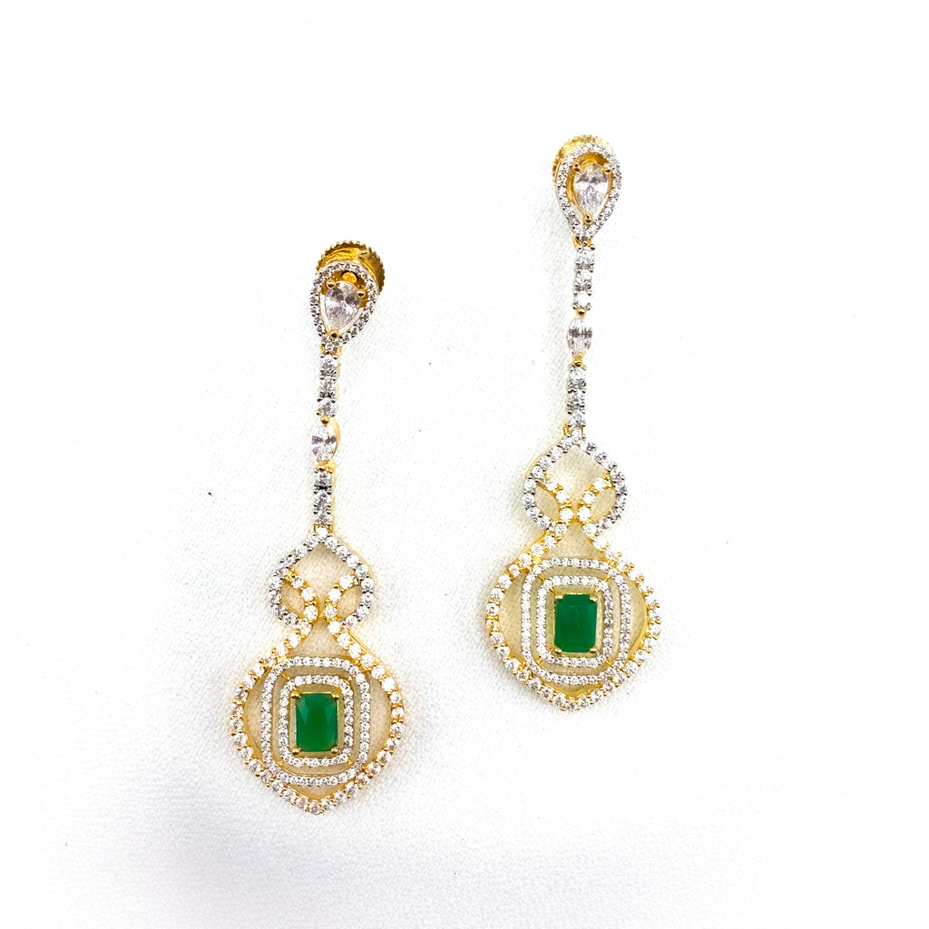 Stylish and Modern White and Emerald Green Zircon (CZ) Stone earring