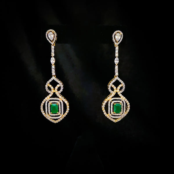 Stylish and Modern White and Emerald Green Zircon (CZ) Stone earring