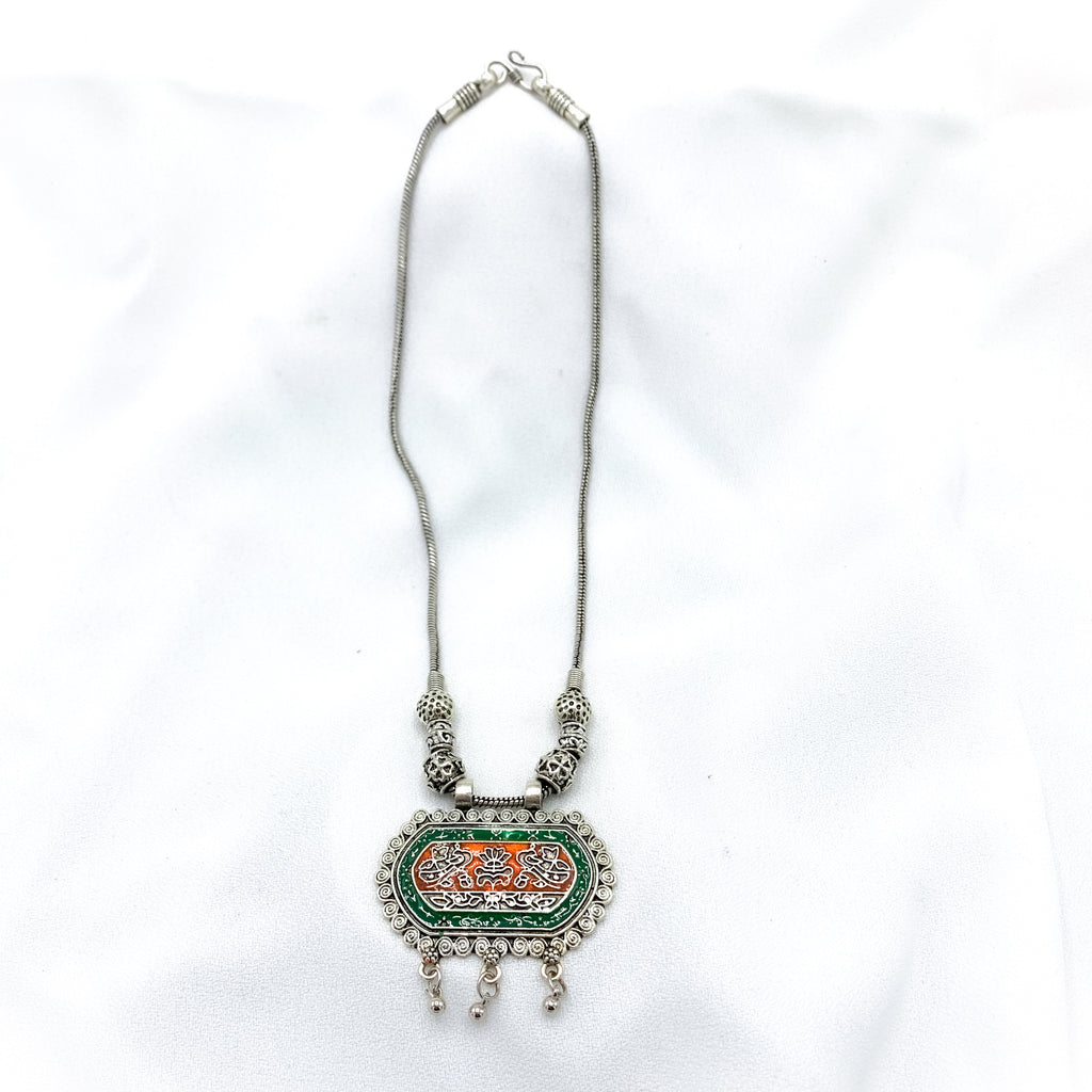Stylish modern Tribal Oxidized silver Chain Necklace