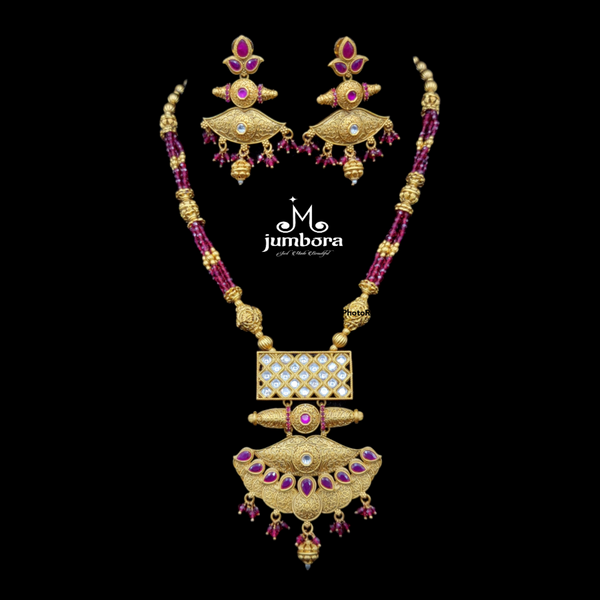 Kundan Rajwadi Ruby Ref Hydrocrystal Beads Necklace