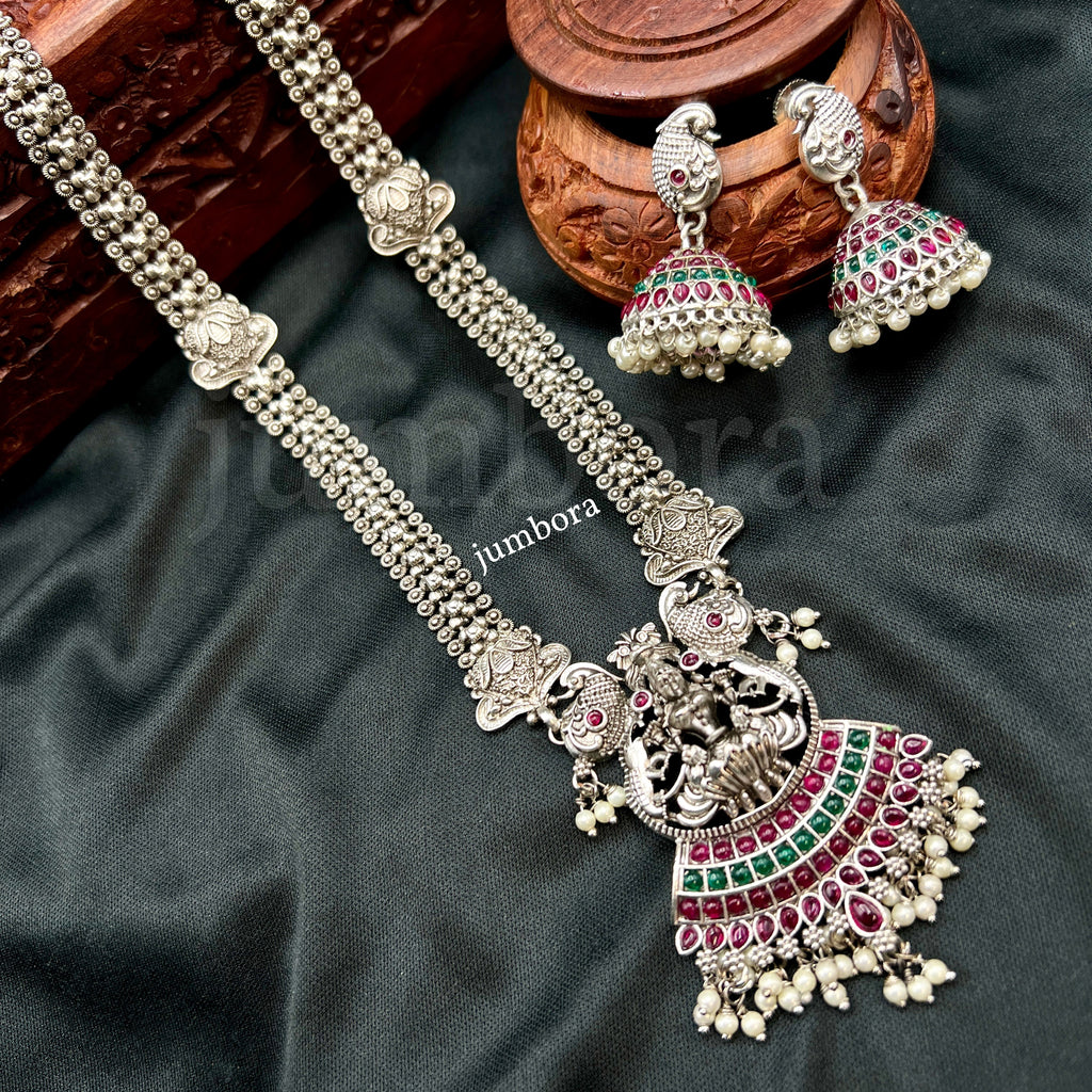Lakshmi Oxidized German Silver Kemp Necklace Set