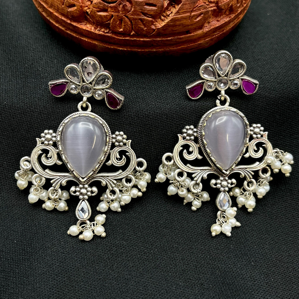 Amrapali inspired German Silver Greyish Purple Earring