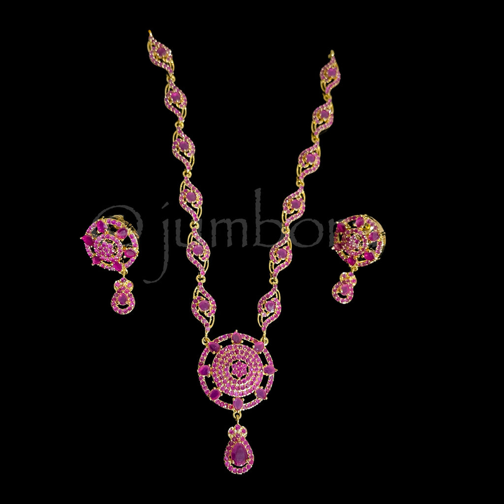 Ruby Red Zircon (CZ) AD Short Necklace set