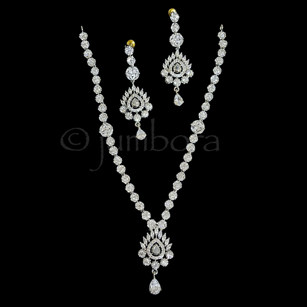 Elegant White Diamonite AD Zircon (CZ) Necklace Set