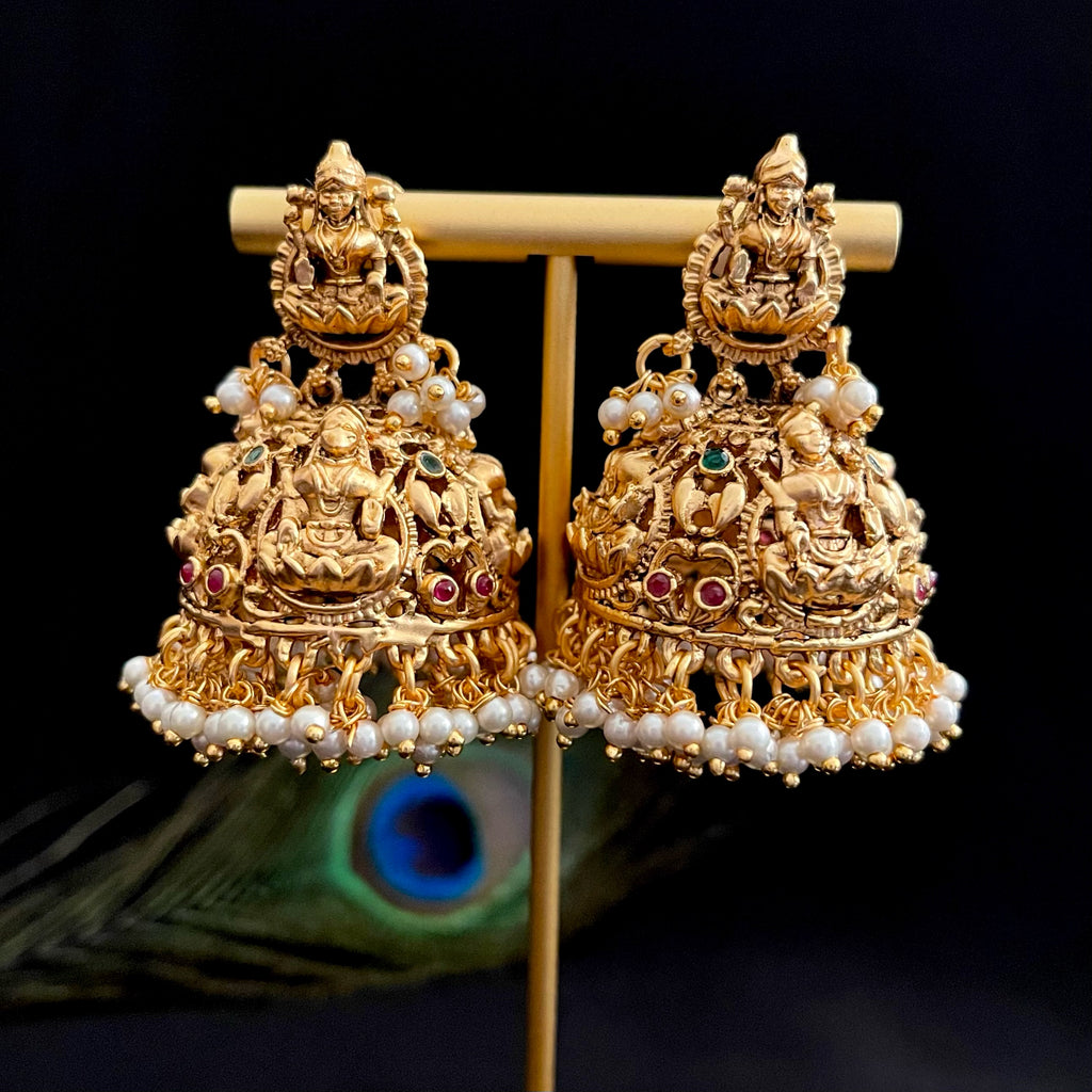 Lakshmi Matte Antique Gold Big Jhumka Earring