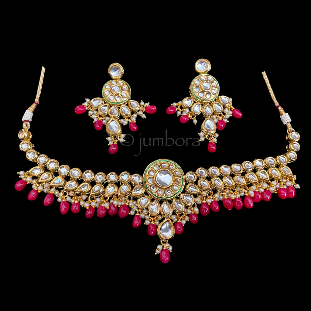 Kundan Choker-Style Necklace with Earrings