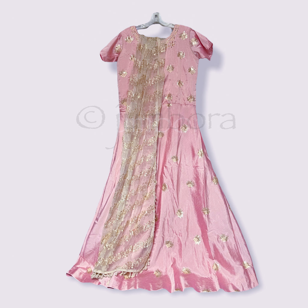 Baby Pink Anarkali Dress Suit with Cream Dupatta