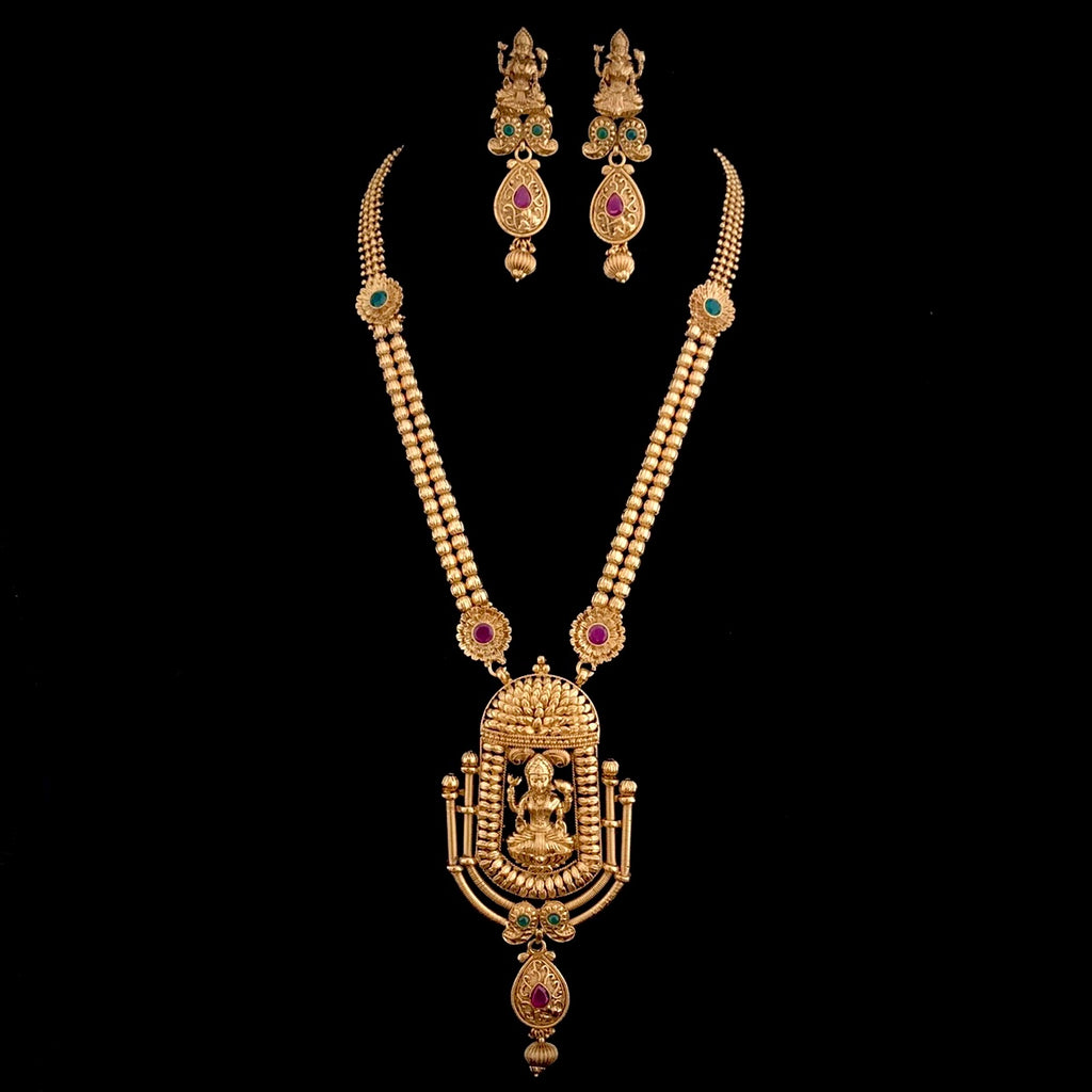 Lakshmi Antique Gold Long Necklace set