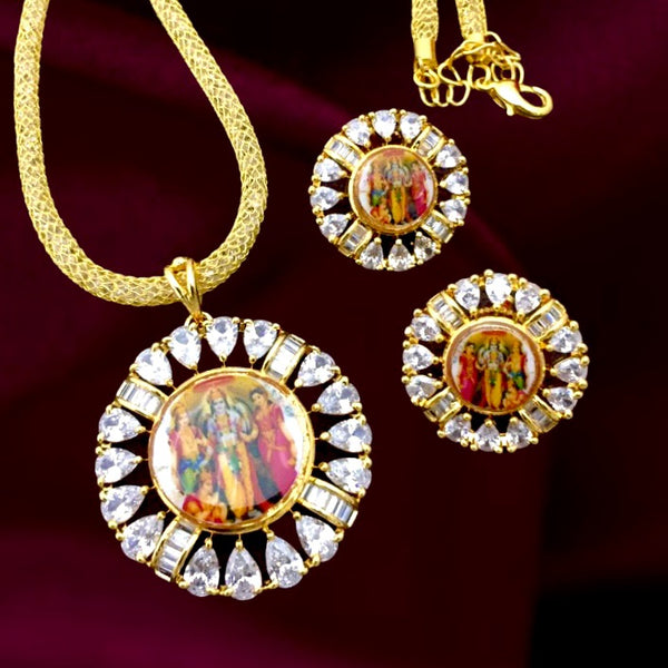 Ram Parivaar AD Zircon Pendant & Earrings Set