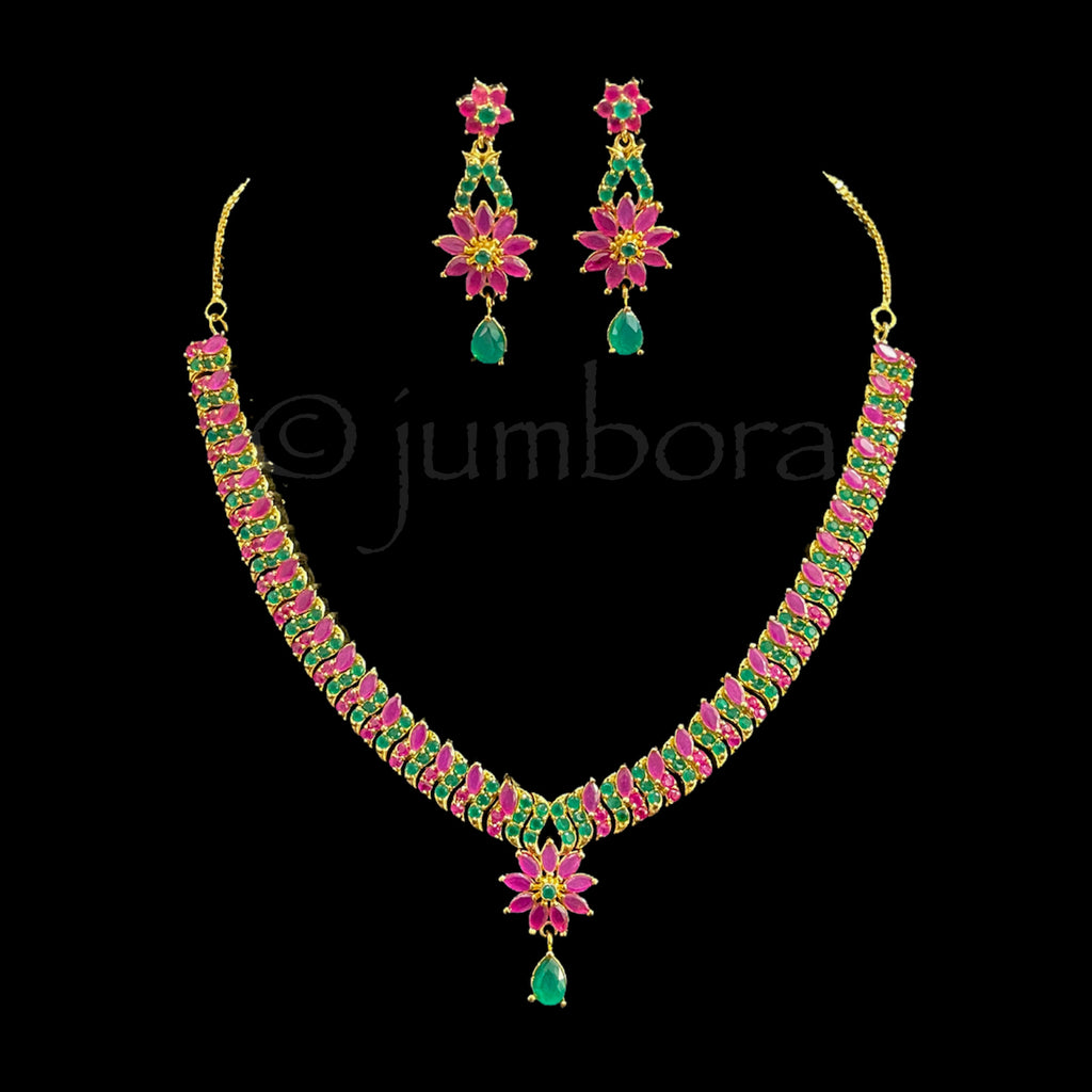 Ruby Emerald AD Zircon (CZ) Elegant Necklace set