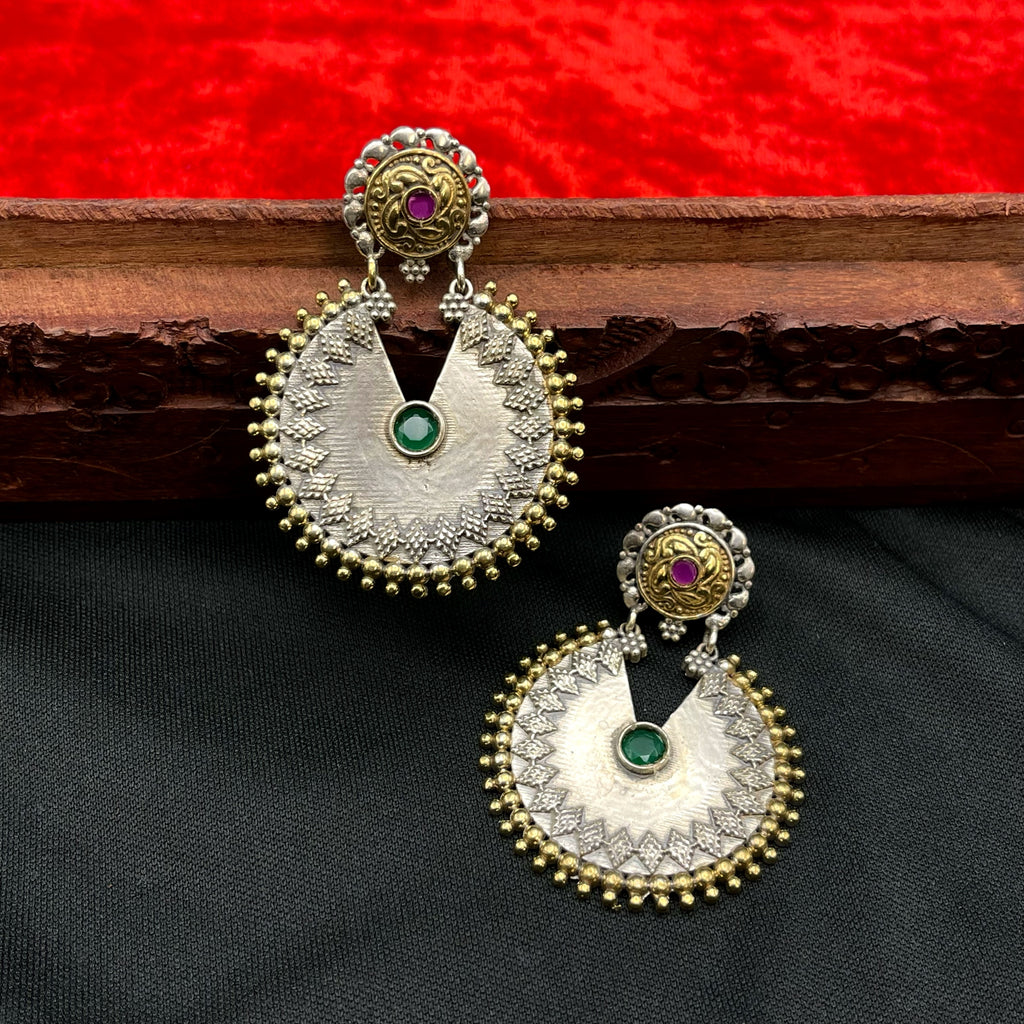 Dual Tone Premium Oxidized German Silver Earrings