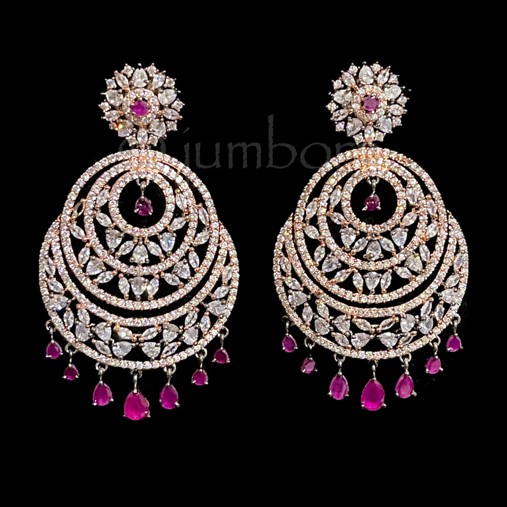 Victorian Finish Statement Dual Tone AD Zircon (CZ) Earring