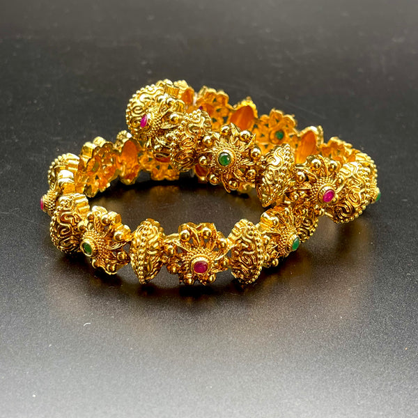 Floral Antique Gold Openable Bangle