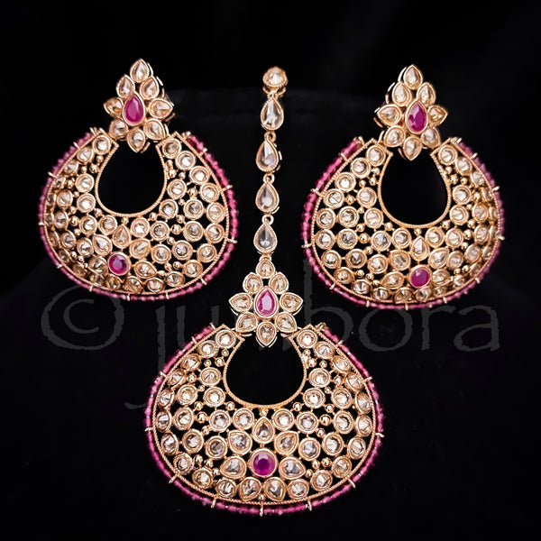 Glam Rose Gold Earring & Tikka Set