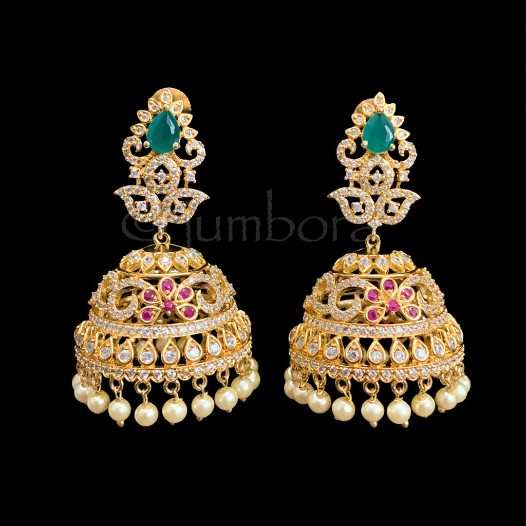 Diamond alike Big AD Zircon (CZ) Jhumka