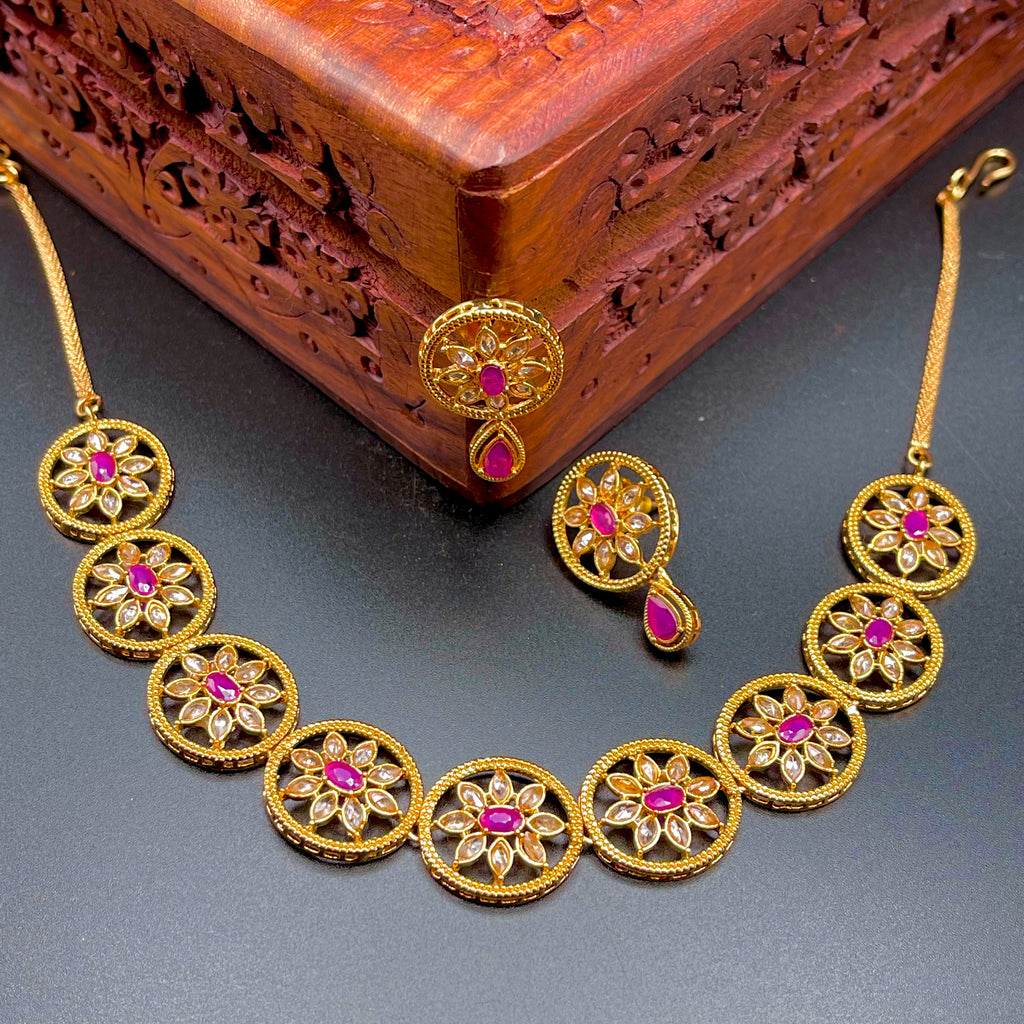 Polki LCD Champagne AD stone Necklace set