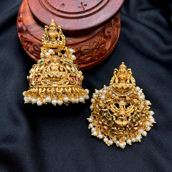 Lakshmi Matte Antique Gold Big Jhumka Earring