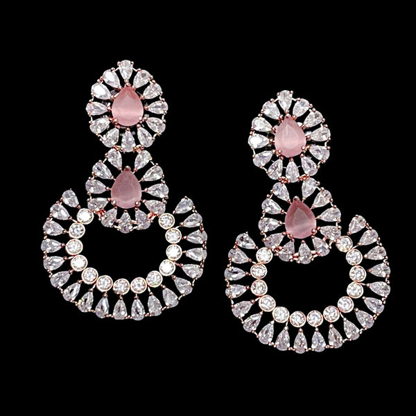 White And Rose Gold Polish AD Zircon (CZ) Earring