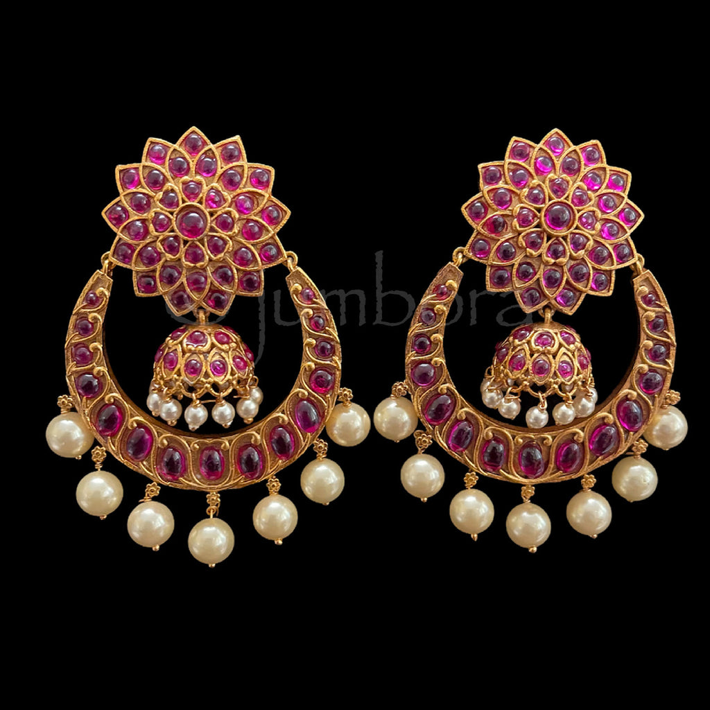 Premium Kempu Chaandbali Jhumka Earrings