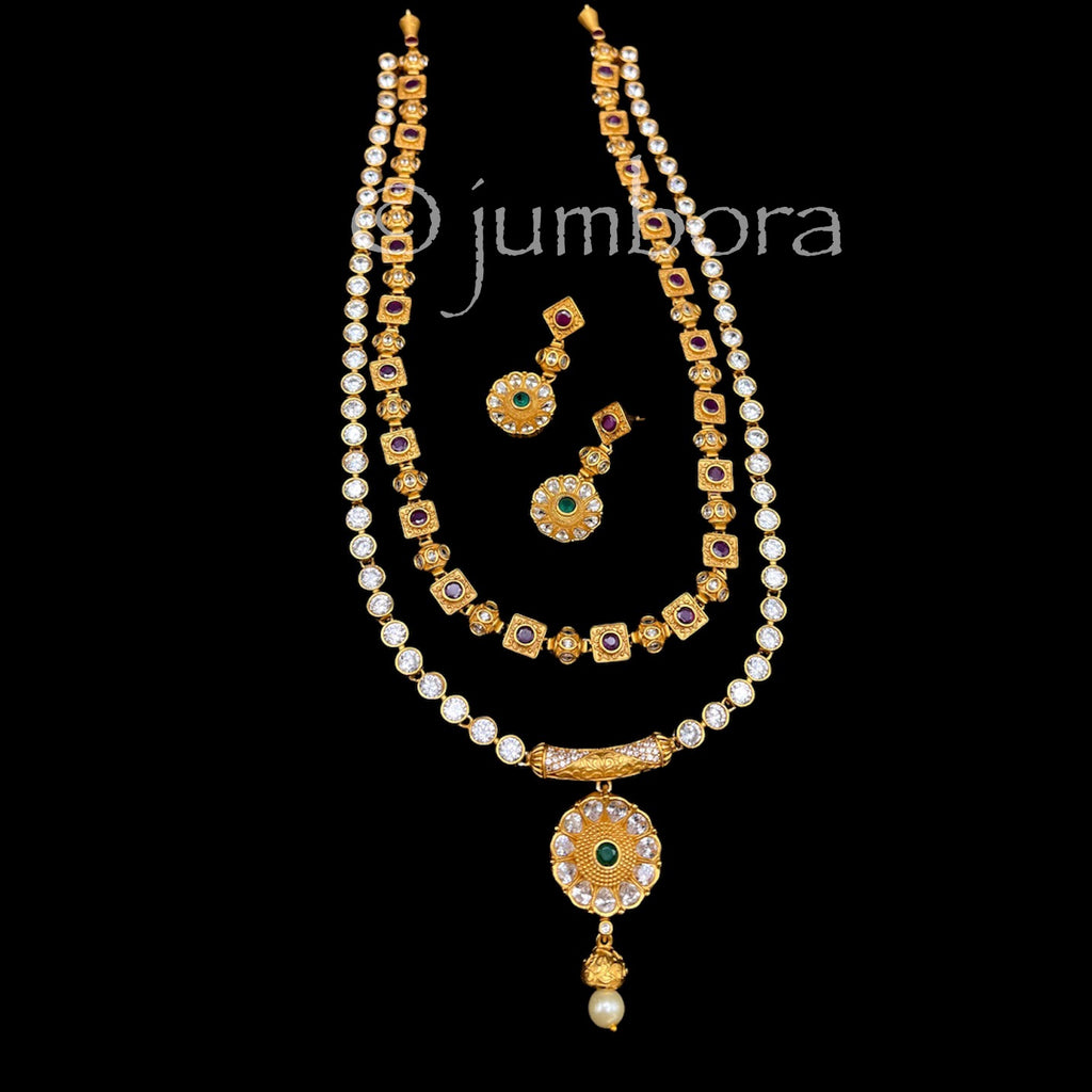 Traditional Matte Antique double row AD (CZ) Like Ng Necklace