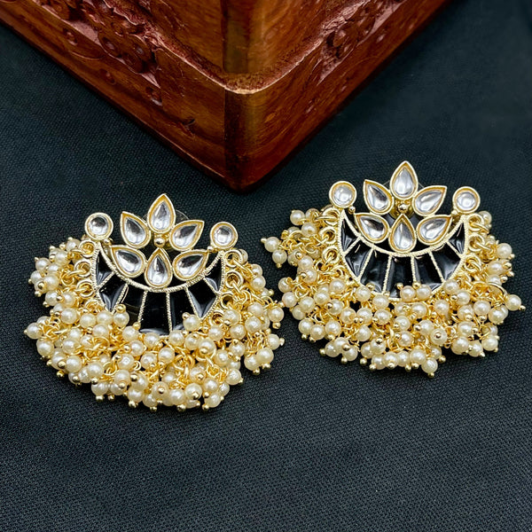 Hand painted Kundan Meenakari Pearl Earrings