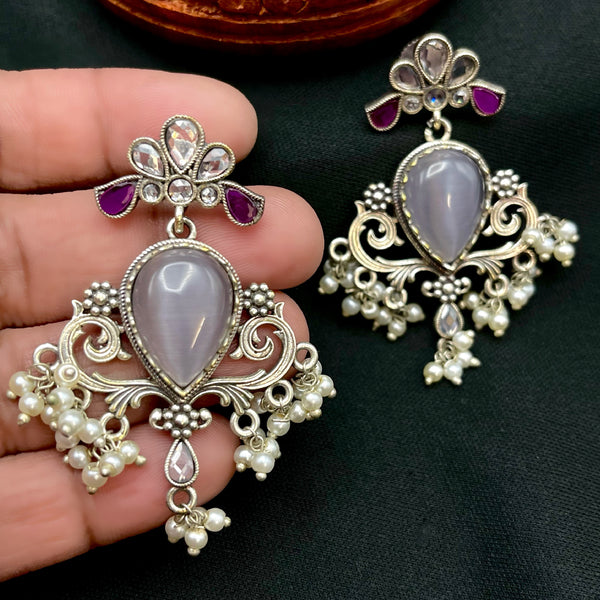 Amrapali inspired German Silver Greyish Purple Earring