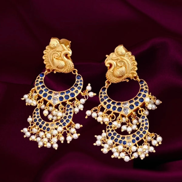 Peacock Blue Kemp Double Chaandbali Earring