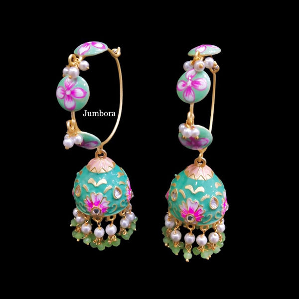 Hand-painted Meenakari Hoop Jhumka Earring