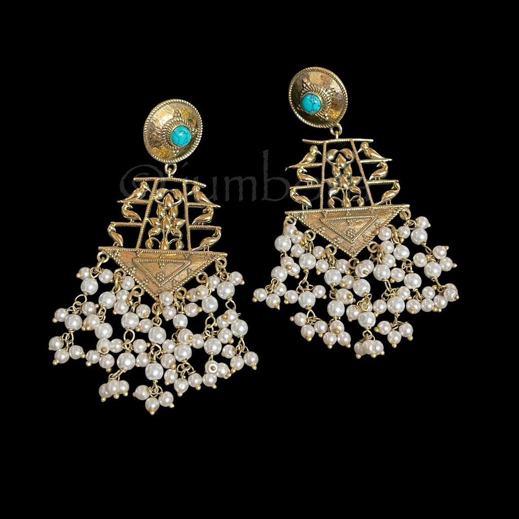 Amrapali Victorian Turquoise Earring with Pearls