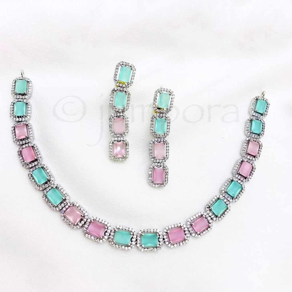 Mint Green and Pink AD Zircon (CZ) set