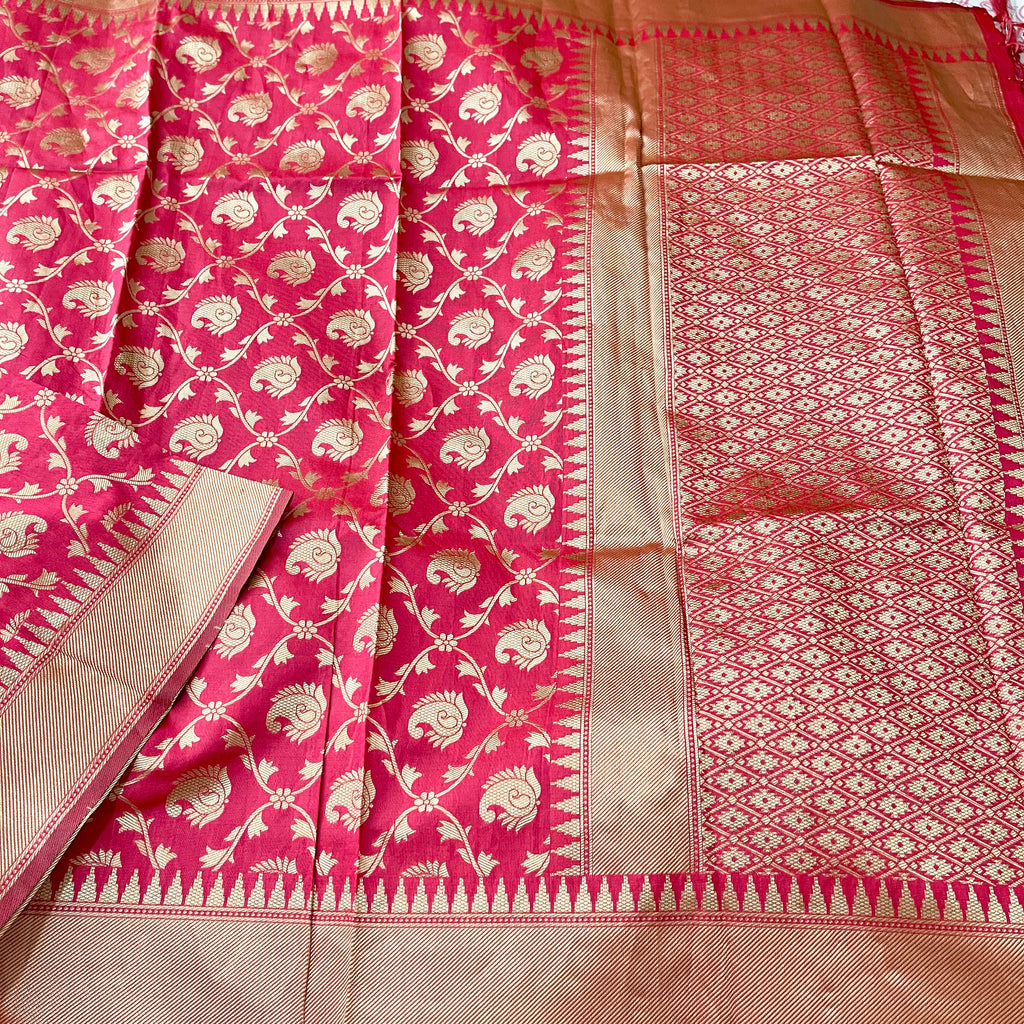 Peachish Pink Banarasi Style Duppatta