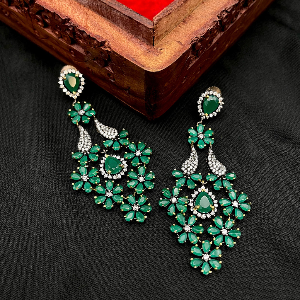 Emerald Green Victorian AD Zircon Earring