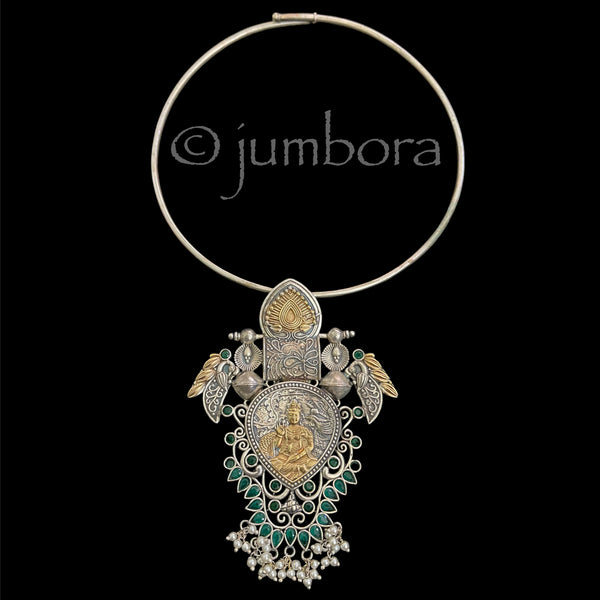 Dual Tone Buddha Hasili Oxidized German Silver Necklace