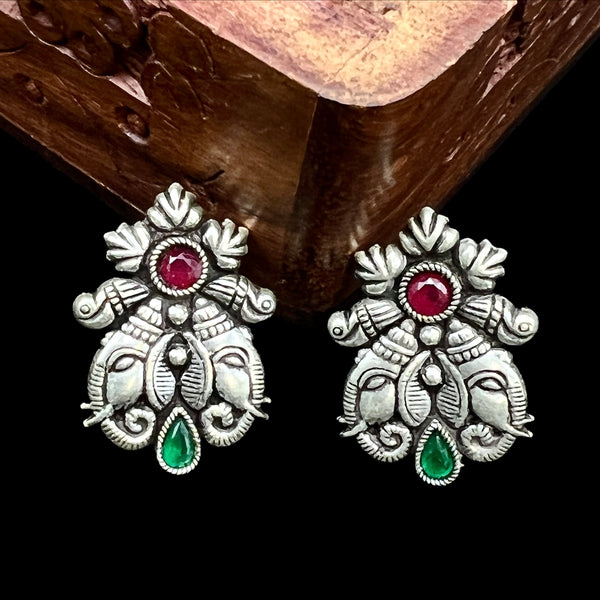 Kohlapuri Silver Ganesha Necklace set