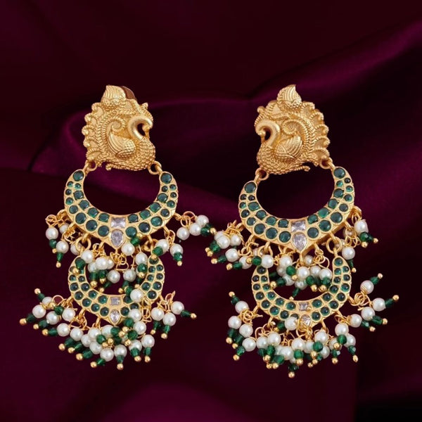 Peacock Green Kemp Double Chaandbali Earring