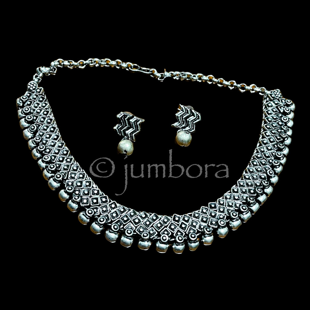 Oxidized German Silver Choker-Style Necklace set