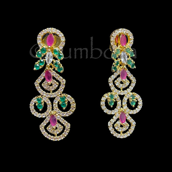 Ruby Red, Emerald Green, & White AD Zircon (CZ) Necklace set